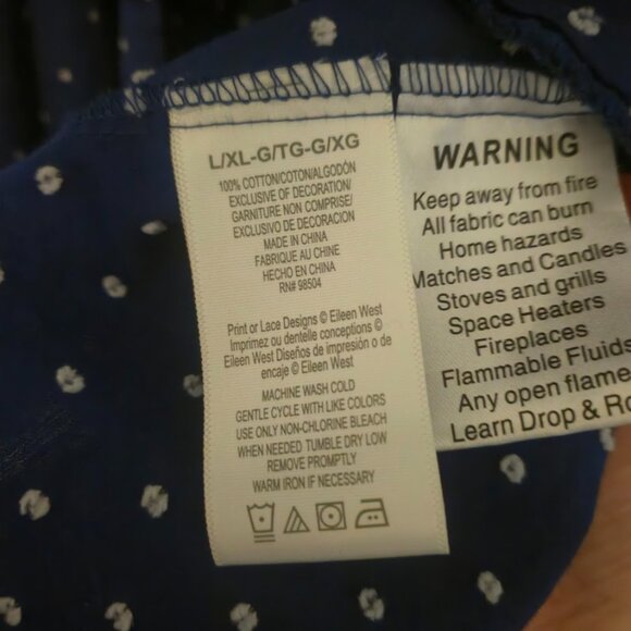 Eileen West blue polka dot short cotton robe Size L/XL - Picture 5 of 5